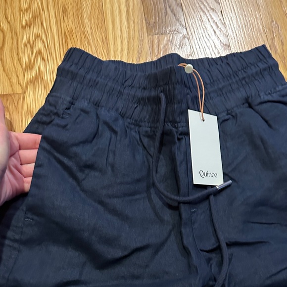 Quince Women's Wide Leg Navy Blue 100% Linen Pants - Picture 7 of 13